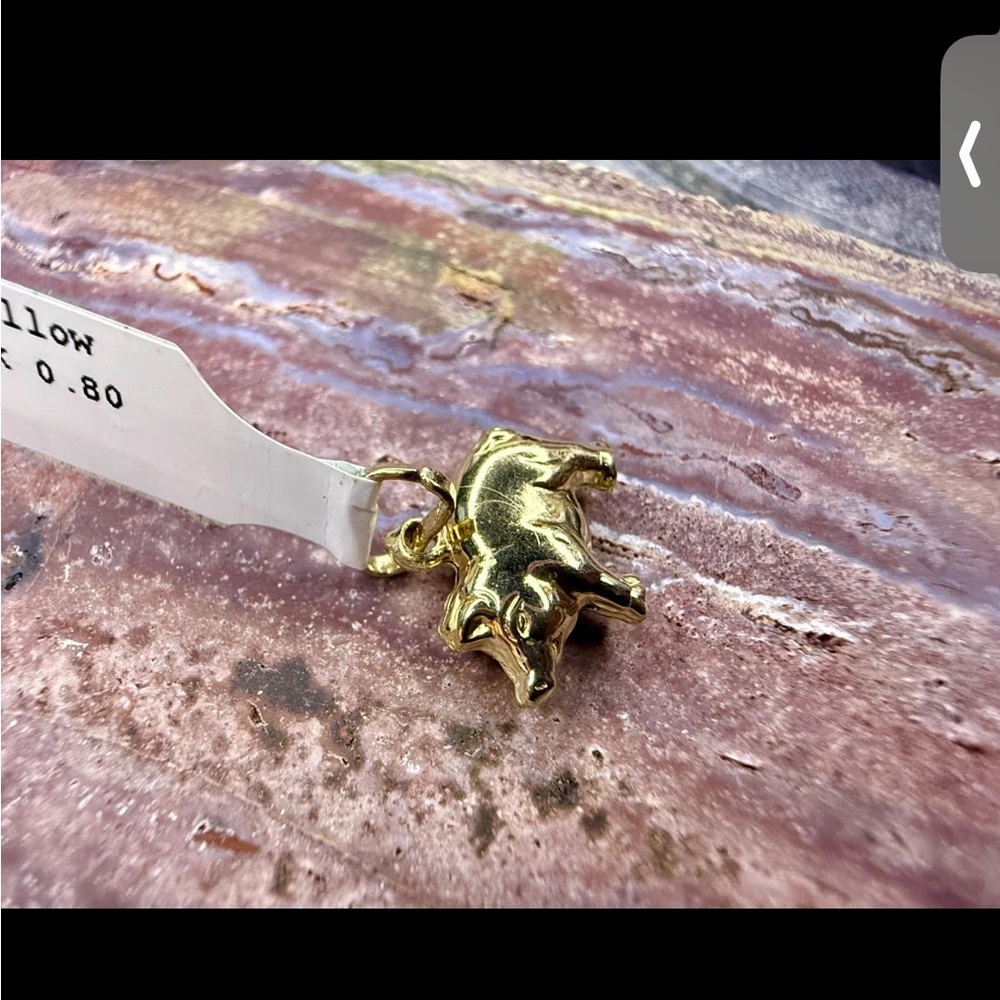 Solid 10k Gold Pig Charm Pendant - image 1